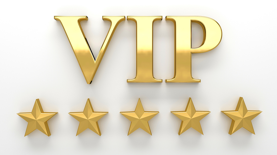 VIP - Very important person - gold 3D render on the wall background with soft shadow.